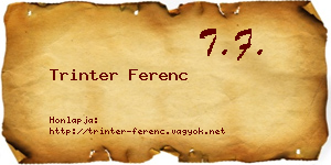 Trinter Ferenc névjegykártya